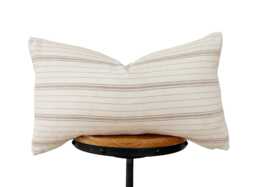 striped Lumbar Pillow Cover Natural Tan Brown Cotton, 12x20 14x20 14x34 - thumbnail 1