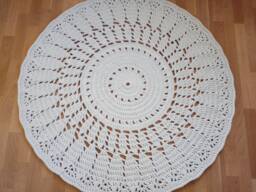 Handmade Chunky Crochet Cotton Round Rug, Scandinavian Style - thumbnail 1