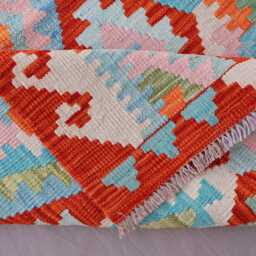 10 Ft Geometric Kilim Rug, Muted Colors Veg Dyes Wool Handmade Afghan Flatweave Modern Runner Rug, Hallway Rug - thumbnail 4