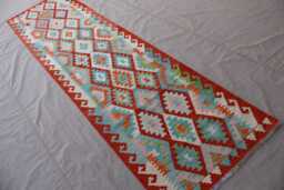 10 Ft Geometric Kilim Rug, Muted Colors Veg Dyes Wool Handmade Afghan Flatweave Modern Runner Rug, Hallway Rug - thumbnail 1
