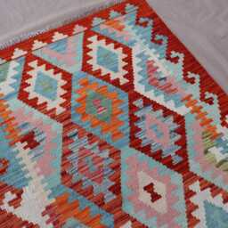 10 Ft Geometric Kilim Rug, Muted Colors Veg Dyes Wool Handmade Afghan Flatweave Modern Runner Rug, Hallway Rug - thumbnail 3