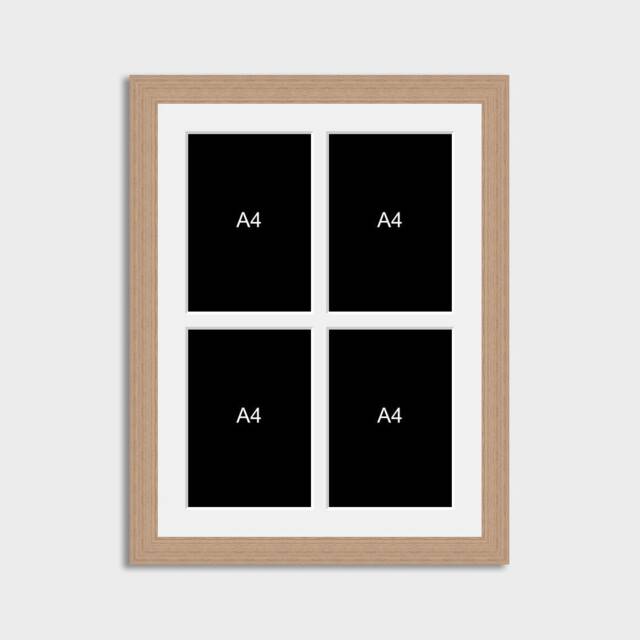 A4 Picture Frame To Hold 4 Photos in An Oak Veneer Wooden - image 1