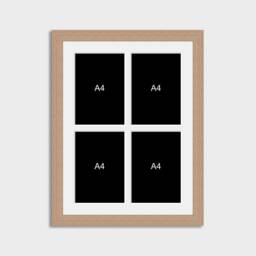 A4 Picture Frame To Hold 4 Photos in An Oak Veneer Wooden