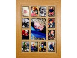 Newborn Baby 1st Year Personalised Photo Frame 1-12 Months - Natural Finish & Oak Insert - thumbnail 1