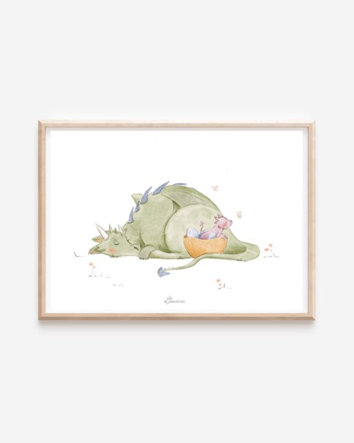 Baby Room Poster, Dragon Child Birth Gift, Baby Decoration - image 1