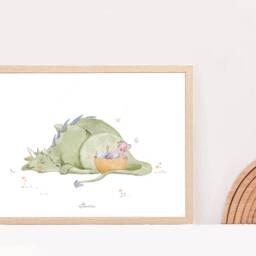 Baby Room Poster, Dragon Child Birth Gift, Baby Decoration - thumbnail 3