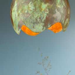 Handmade Copper Patina Pendant Light Artistic Wave Cut Globe Lamp - thumbnail 3