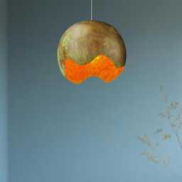Handmade Copper Patina Pendant Light Artistic Wave Cut Globe Lamp - thumbnail 2