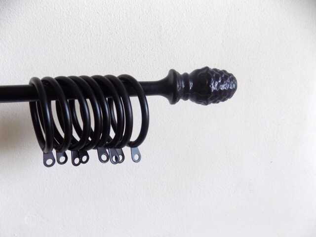 Acorn Curtain Rod With Rings, Wrought Iron - Forged Steel Handcrafted in UK , Complete With Free Fitting Kit - image 1
