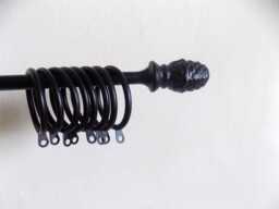 Acorn Curtain Rod With Rings, Wrought Iron - Forged Steel Handcrafted in UK , Complete With Free Fitting Kit