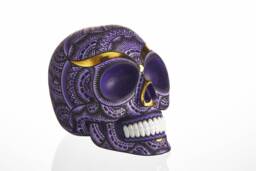 Hand Made Resin Skull, Hand Painted, Tribal Skull Art, Homeware, Purple