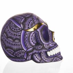 Hand Made Resin Skull, Hand Painted, Tribal Skull Art, Homeware, Purple - thumbnail 3