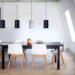 Handmade Ceramic Cylinder Pendant Light Matte Black Glaze - thumbnail 4
