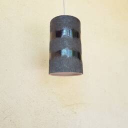 Handmade Ceramic Cylinder Pendant Light Matte Black Glaze - thumbnail 2