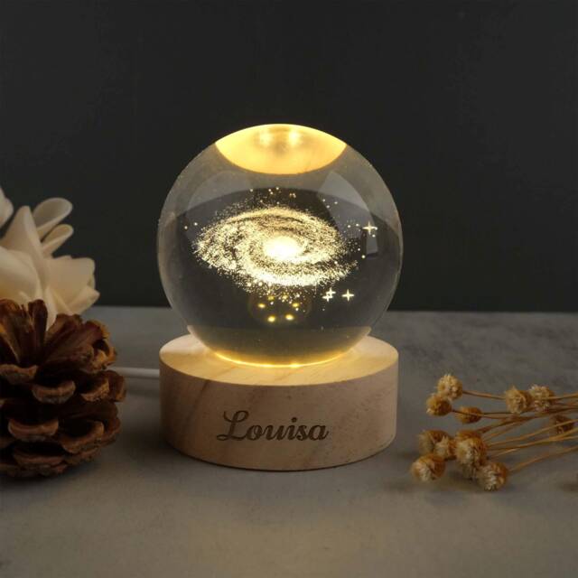 Crystal Ball Night Light, Solar System Desk Lamp, Milky Way Memorial Gift, Astronomy Gift For Her - image 1