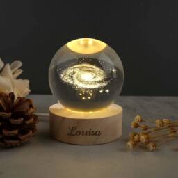Crystal Ball Night Light, Solar System Desk Lamp, Milky Way Memorial Gift, Astronomy Gift For Her - thumbnail 1