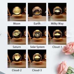Crystal Ball Night Light, Solar System Desk Lamp, Milky Way Memorial Gift, Astronomy Gift For Her - thumbnail 2