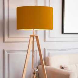 New Handmade Mustard Velvet Drum Lamp Shade Pendant Light All Shapes & Sizes Available Suitable For Tables Ceilings - thumbnail 2