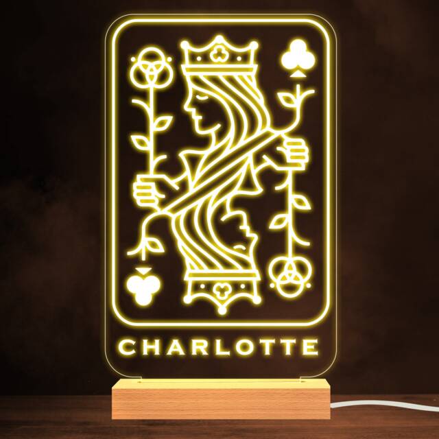 Queen Of Club Playing Card Gambling Player Personalised Gift Night Light - Bedroom Lamp - image 1