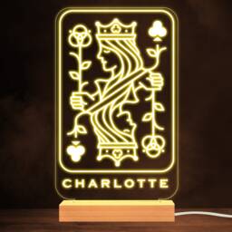 Queen Of Club Playing Card Gambling Player Personalised Gift Night Light - Bedroom Lamp - thumbnail 1