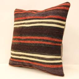 Vintage Throw Kilim Pillow, 18x18 - 45x45 cm Turkish Pillow, Minimalist Cushion Cover Sofa Pillows, 4Kbf-453 - thumbnail 3