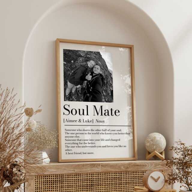 Personalised Couple Picture Collage Gift Partner, Photo For Her Him, Soulmate Valentines Keepsake - image 1