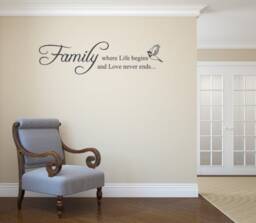 Family Where Life Begins & Love Never Ends Vinyl Wall Decal - Vinyl Decal - thumbnail 1