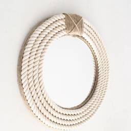 Small 41cm/16Inch Nautical Hampton Coastal Round Rope Mirror Twisted Home Decor Art Wall Hanging - thumbnail 3