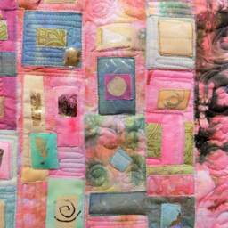 Klimt Inspired Art Quilt Hand-Painted Fabric Wall Hanging - thumbnail 3
