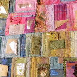 Klimt Inspired Art Quilt Hand-Painted Fabric Wall Hanging - thumbnail 2