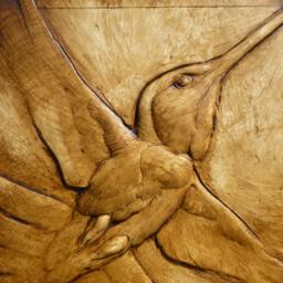 Hummingbird in Flight # 1 Inspirational Hand Made Bird Art Relief Sculpture - thumbnail 3