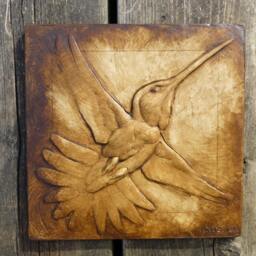 Hummingbird in Flight # 1 Inspirational Hand Made Bird Art Relief Sculpture - thumbnail 2