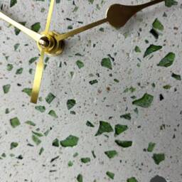 Handmade Terrazzo Wall Clock Green Recycled Glass, Silent Clock - thumbnail 3