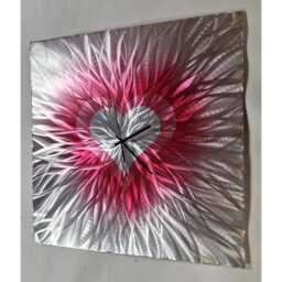 Modern Abstract Metal Artwork Clock. Heart. Valentines - thumbnail 4