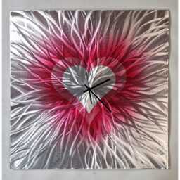 Modern Abstract Metal Artwork Clock. Heart. Valentines - thumbnail 2