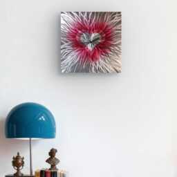 Modern Abstract Metal Artwork Clock. Heart. Valentines