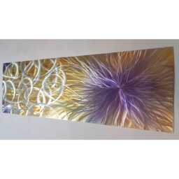 Modern Abstract Metal Wall Art, Gold, Purple, Silver, Contemporary Indoor/Outdoor Decor - thumbnail 1