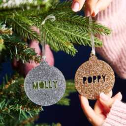 Personalized Glitter Acrylic Christmas Bauble - Metallic Ornament