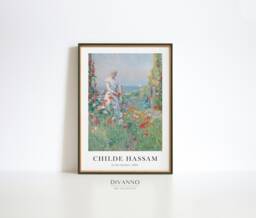 French Country Cottage Landscape Print, Antique Flower Garden Painting Wall Decor, Wildflowers By The Sea Canvas Poster, Printable Digital - thumbnail 1