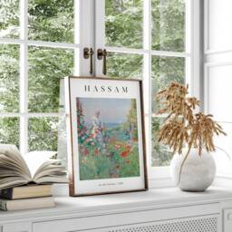 French Country Cottage Landscape Print, Antique Flower Garden Painting Wall Decor, Wildflowers By The Sea Canvas Poster, Printable Digital - thumbnail 3