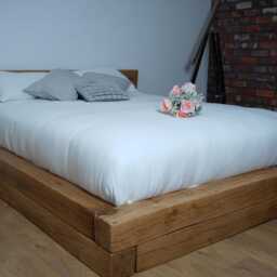 Luxury Oak Wooden Beam Bedframe With Headboard - Chunky Bed Clear Finish Cheshire - thumbnail 4