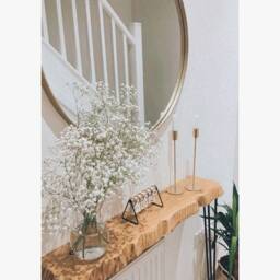 Live Edge Round Corners Console Table Hairpin Legs Wooden Rustic Hallway UK 48 Hours Dispatch/48 Delivery Radiator Shelf - thumbnail 3