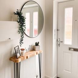 Live Edge Round Corners Console Table Hairpin Legs Wooden Rustic Hallway UK 48 Hours Dispatch/48 Delivery Radiator Shelf - thumbnail 2