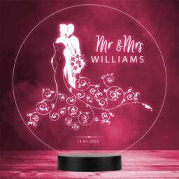 Married Wedding Day Anniversary Engagement Personalised Gift Colour Night Light - thumbnail 1