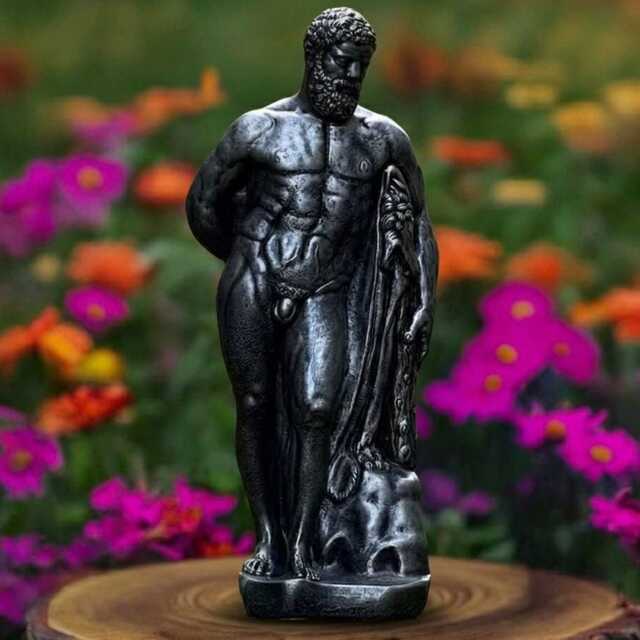 Massive Black Hercules Statue Concrete Greek Man Sculpture Outdoor God Ornament Front Door Decoration Handmade Art Lover Gift - image 1