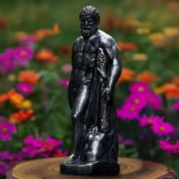 Massive Black Hercules Statue Concrete Greek Man Sculpture Outdoor God Ornament Front Door Decoration Handmade Art Lover Gift - thumbnail 2