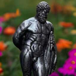 Massive Black Hercules Statue Concrete Greek Man Sculpture Outdoor God Ornament Front Door Decoration Handmade Art Lover Gift - thumbnail 3