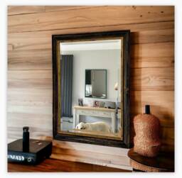 Michelangelo Black Gold Contemporary Design Handmade Bevelled Mirror Made in Kent