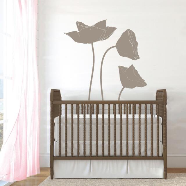 Poppy Flower Wall Decal, Elegant Floral Vinyl Art For Nursery - image 1