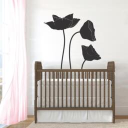 Poppy Flower Wall Decal, Elegant Floral Vinyl Art For Nursery - thumbnail 2